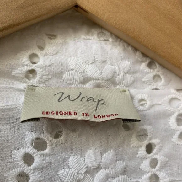 Wrap London Blazer Jacket Size UK 12 White Broderie Anglaise Long Sleeve - Picture 7 of 10